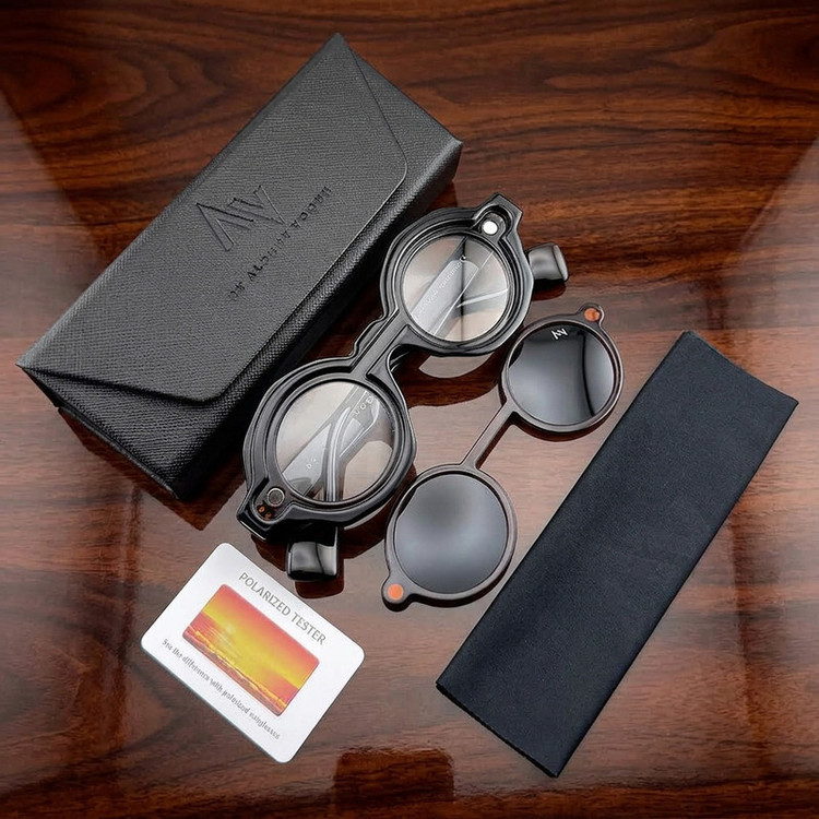 فریم عینک طبی آلبرت وگ مدل SZ3005 C1 Polarized Double Switch به همراه کاور آفتابی