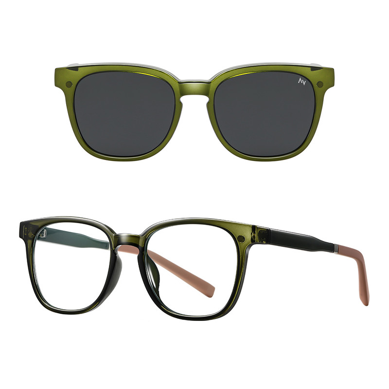 فریم عینک طبی به همراه کاور آفتابی آلبرت وگ مدل CG7705C555-P01 Polarized Double Switch