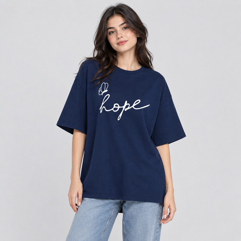 تیشرت لانگ آستین کوتاه زنانه مدل hope کد A1083-N