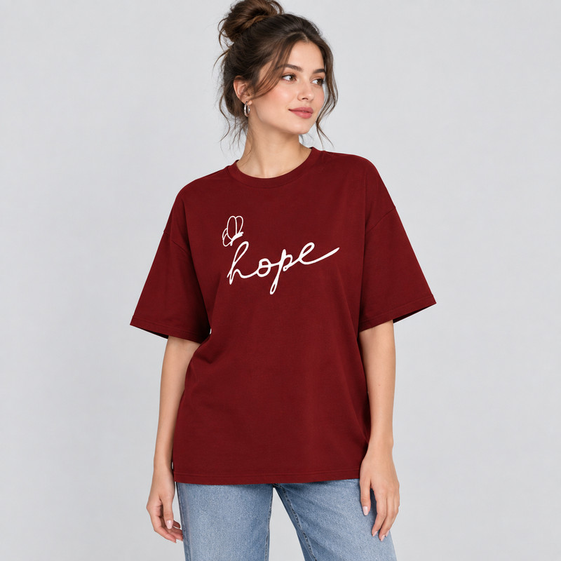 تیشرت لانگ آستین کوتاه زنانه مدل hope کد A1083-N