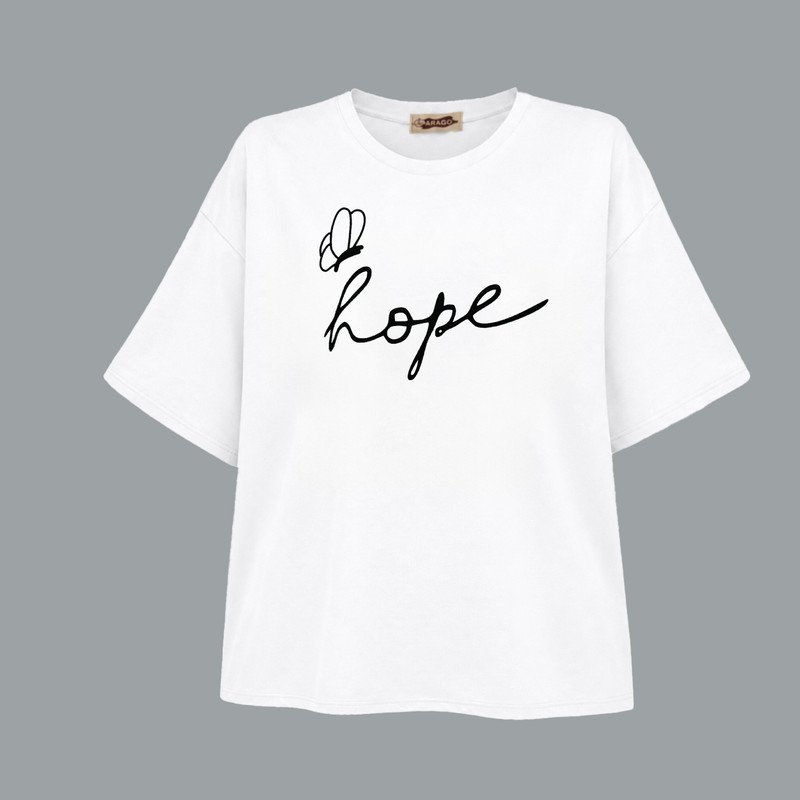 تیشرت لانگ آستین کوتاه زنانه مدل hope کد A1083-N