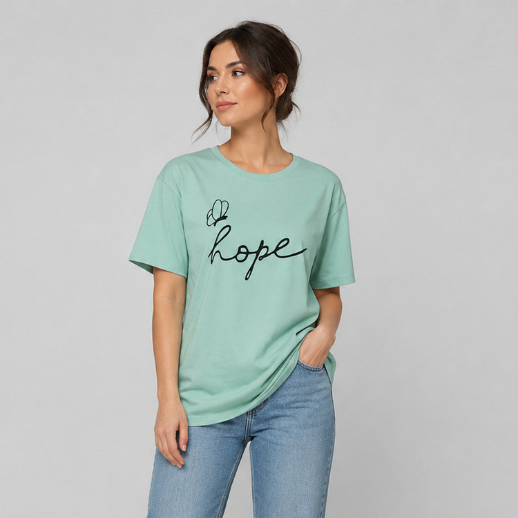 تیشرت لانگ آستین کوتاه زنانه مدل hope کد A1083-N