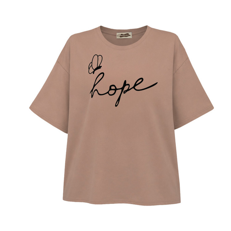 تیشرت لانگ آستین کوتاه زنانه مدل hope کد A1083-N