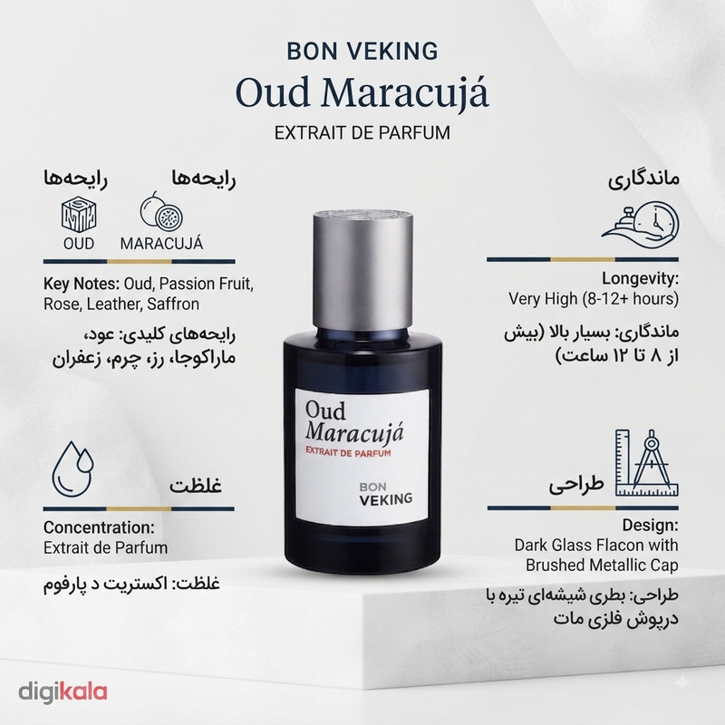 عطر جیبی مردانه بن وکینگ مدل Oud Maracuja با رایحه گرم و تلخ حجم 25 میلیلیتر
