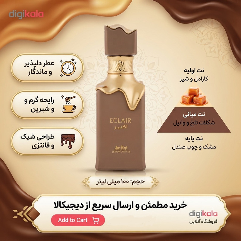 ادوپرفیوم زنانه جسیکاتواین مدل اکلایر ECLAIR با رایحه گرم حجم ۱۰۰ میلیلیتر