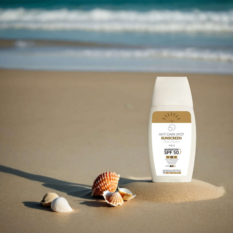 کرم ضد آفتاب و ضد لک رنگی هپسان SPF50 مدل 4در1 محافظ UVA ،UVB و PA++++ و حاوی ویتامین C دارای بافت مخملی مناسب انواع پوست حجم 50 میلی لیتر