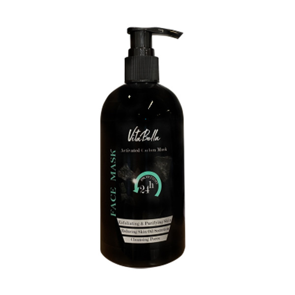 ماسک صورت ویتابلا مدل کربن فعال حجم 300 میلیلیتر لایهبردار، کاهشدهنده چربی و براقیت پوست، کوچککننده منافذ، ضد جوش سرسیاه، شادابکننده و نرمکننده پوست مناسب انواع پوست